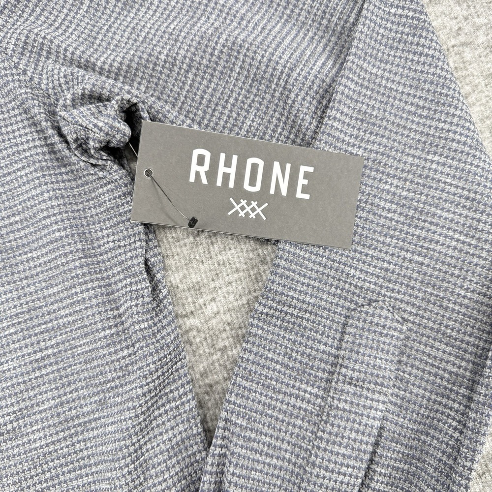 Rhone Commuter Large Shirt Slim Fit Italian Fabric Marine Gray Houndstooth NWT - Picture 2 of 9